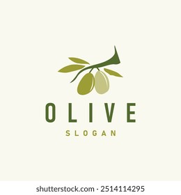 Olive Oil Logo, Olive Leaf Plant Herbal Garden Simple Elegant Luxurious Icon Design Template illustration