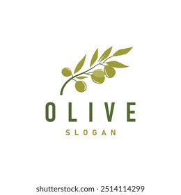 Olive Oil Logo, Olive Leaf Plant Herbal Garden Simple Elegant Luxurious Icon Design Template illustration