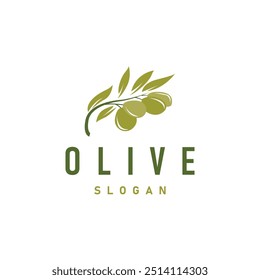 Olive Oil Logo, Olive Leaf Plant Herbal Garden Simple Elegant Luxurious Icon Design Template illustration