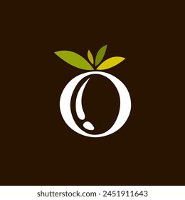 Olive oil logo with letter O concept