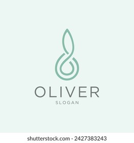 Olive Oil Logo Line Design Fresh Plant Garden Simple Minimalist Templet Symbol Illustration