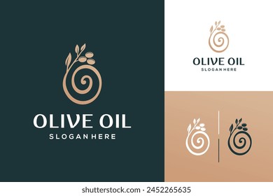 Ilustración de diseño de lujo premium con logotipo de aceite de oliva