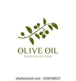 olive oil logo with stalk and leaf