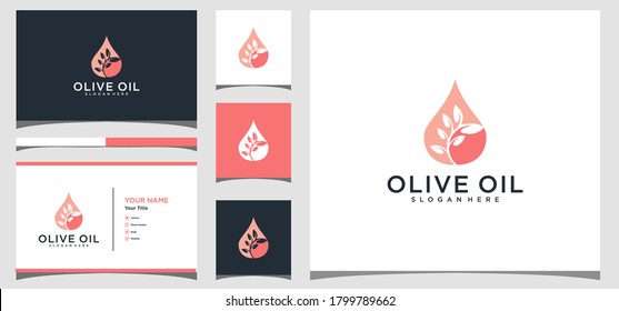 Olive oil logo template and business card Premium Vector