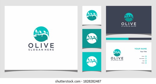 Olive oil logo template and business card Premium Vector