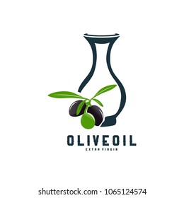 Olive Oil Logo Template Design Vector, Olive Oil Emblem Design Concept with jar symbol