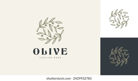 olive oil logo vector illustration, olive branch logo template