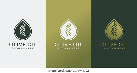 Olive oil logo with water drop style and business card design