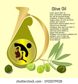 olive oil for natural hair of black afro women, one of needed in hair care as a moisturizer. Can be used as a logo, brand and mascot