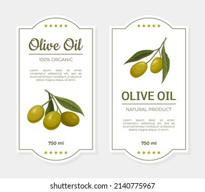 Olive oil natural product labels set. Premium quality product packaging design