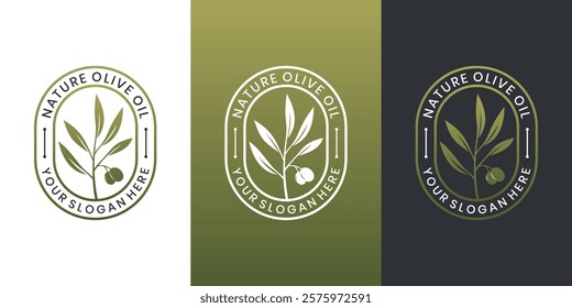 Olive oil, nature and health logo design template