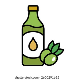 Olive oil and olives icon. Vector.