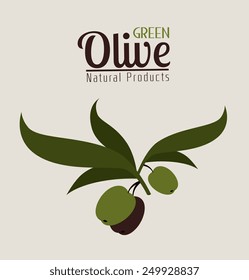 Olive oil over beige background, vector illustration.