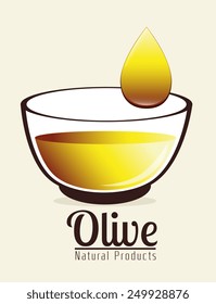 Olive oil over white background, vector illustration.