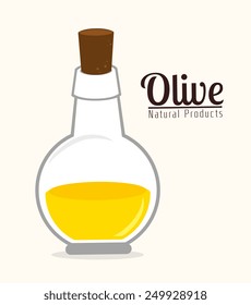 Olive oil over white background, vector illustration.