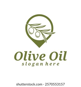 Olive Oil with point logo design vector illustration. Olive Oil logo concept template