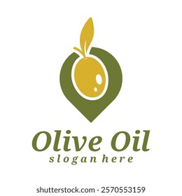 Olive Oil with point logo design vector illustration. Olive Oil logo concept template