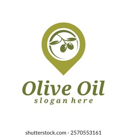 Olive Oil with point logo design vector illustration. Olive Oil logo concept template