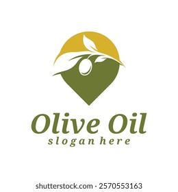 Olive Oil with point logo design vector illustration. Olive Oil logo concept template