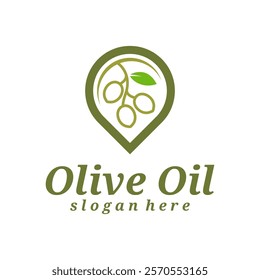 Olive Oil with point logo design vector illustration. Olive Oil logo concept template