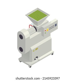Olive oil production isometric icon with factory machine for sorting berries 3d vector illustration