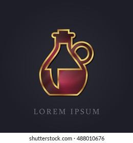 Olive Oil Red Ruby with Golden Frame Precious Jewellery Icon / Logo Design