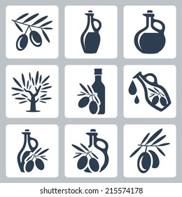 Olive Oil Related Vector Icons Set