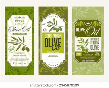 Olive oil retro vintage background collection vector illustration