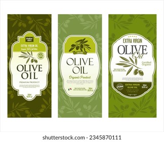 Olive oil retro vintage background collection vector illustration