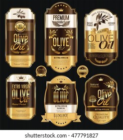 Olive oil retro vintage gold and black labels collection