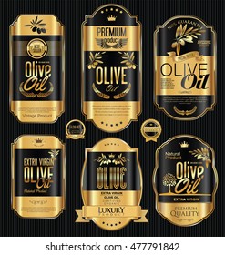 Olive oil retro vintage gold and black labels collection