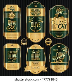 Olive oil retro vintage gold and black labels collection