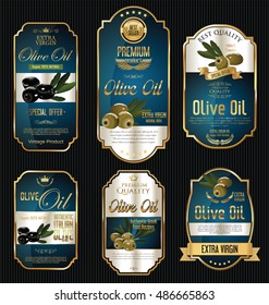 Olive oil retro vintage gold and black labels collection