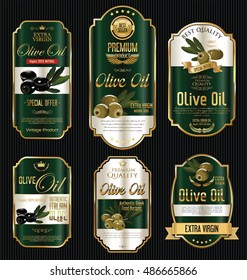 Olive oil retro vintage gold and black labels collection