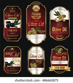 Olive oil retro vintage gold and black labels collection