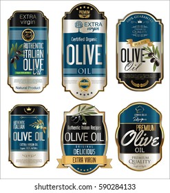 Olive oil retro vintage gold and black labels collection