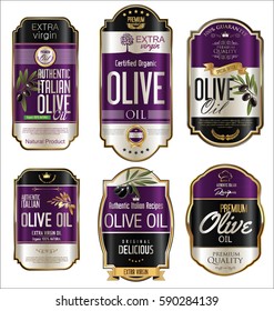 Olive oil retro vintage gold and black labels collection