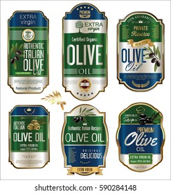 Olive oil retro vintage gold and black labels collection