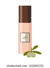 Olive oil shampoo. Flat design. 