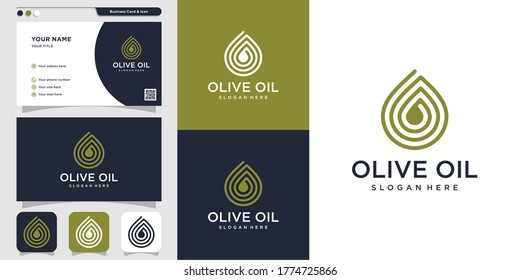 Olive oil with simple and minilaist design template and business card Premium Vector