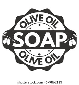 Olive oil soap sign or stamp on white background, vector illustration