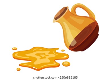 olive oil spilled on the floor. flat vector illustration.