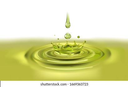 Olive Oil, Splash, Ripple And Drops