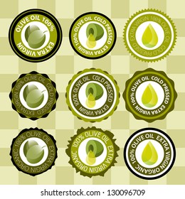 Olive oil or olive stamp label set vector