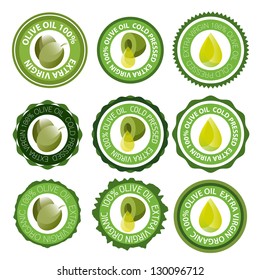 Olive oil or olive stamp label set vector
