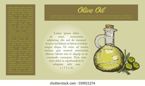 Olive oil and text for flyer design. 