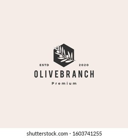 olive oil tree branch logo hipster vintage retro vector icon illustration