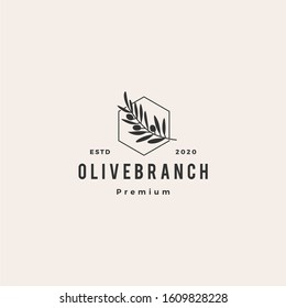 olive oil tree branch logo hipster vintage retro vector icon illustration