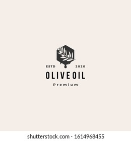 olive oil tree branch logo hipster vintage retro vector icon illustration	
