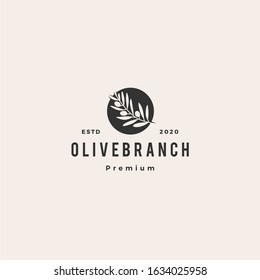 olive oil tree branch logo hipster vintage retro vector icon illustration